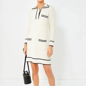 Tuckernuck Cream Eleonora Shift Dress with Black Trim